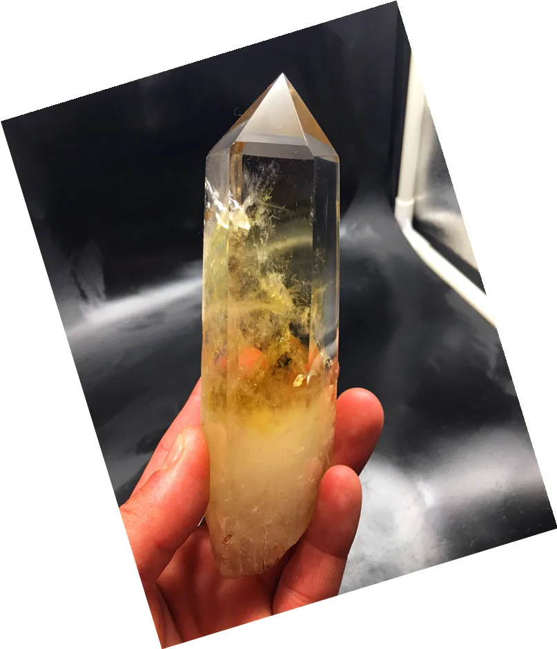 Натуральный красивый дымчатый цитрин Пирамида кварцевый кристалл точка грубого