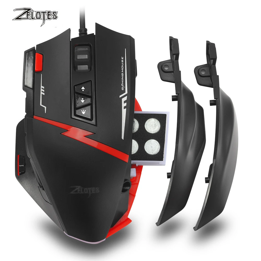 Zelotes C15 компьютерная мышь, ручная игровая мышь 7000 dpi, 13 программируемых кнопок, настройка веса, игровая мышь