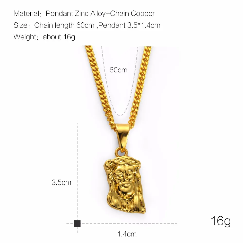 Мужские ожерелья в стиле панк с золотой головой Иисуса микро подвески ювелирные