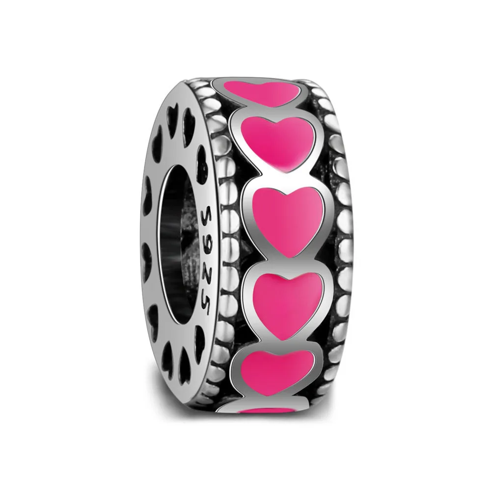 Аутентичные блестящие серебряные бусины с подвеской в виде сердца для