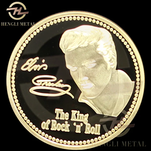 5 шт./лот 40 мм США певец 1935 1977 Elvis Presley Coin The King Of Rock N' Roll 24K золотой сувенир сборная