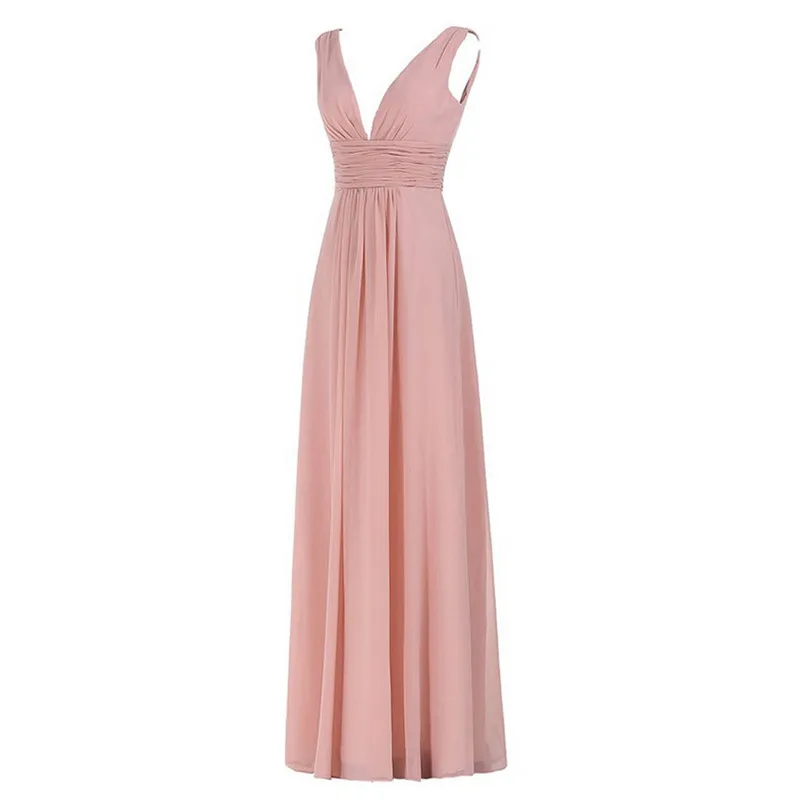 dusty pink Vestido De Noiva элегантное платье для невесты длинное Коралловое с глубоким v-образным вырезом плиссированное платье свадебное платье простое Формальное женское платье для выпускного - Цвет: dusty pink