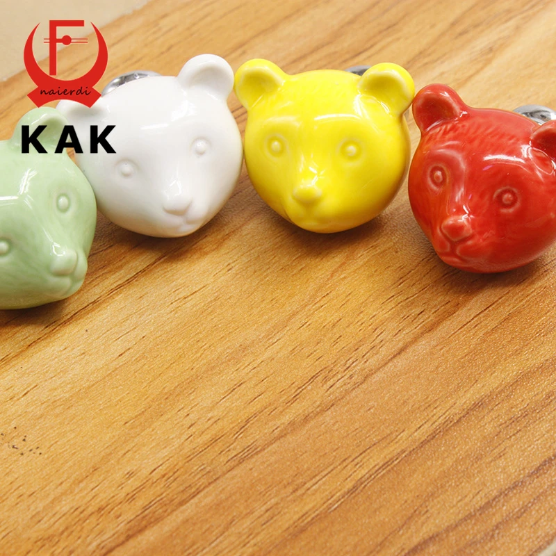 KAK керамические ручки для ящиков с медведем 3D Мультяшные шкафа буфета Необычные 7