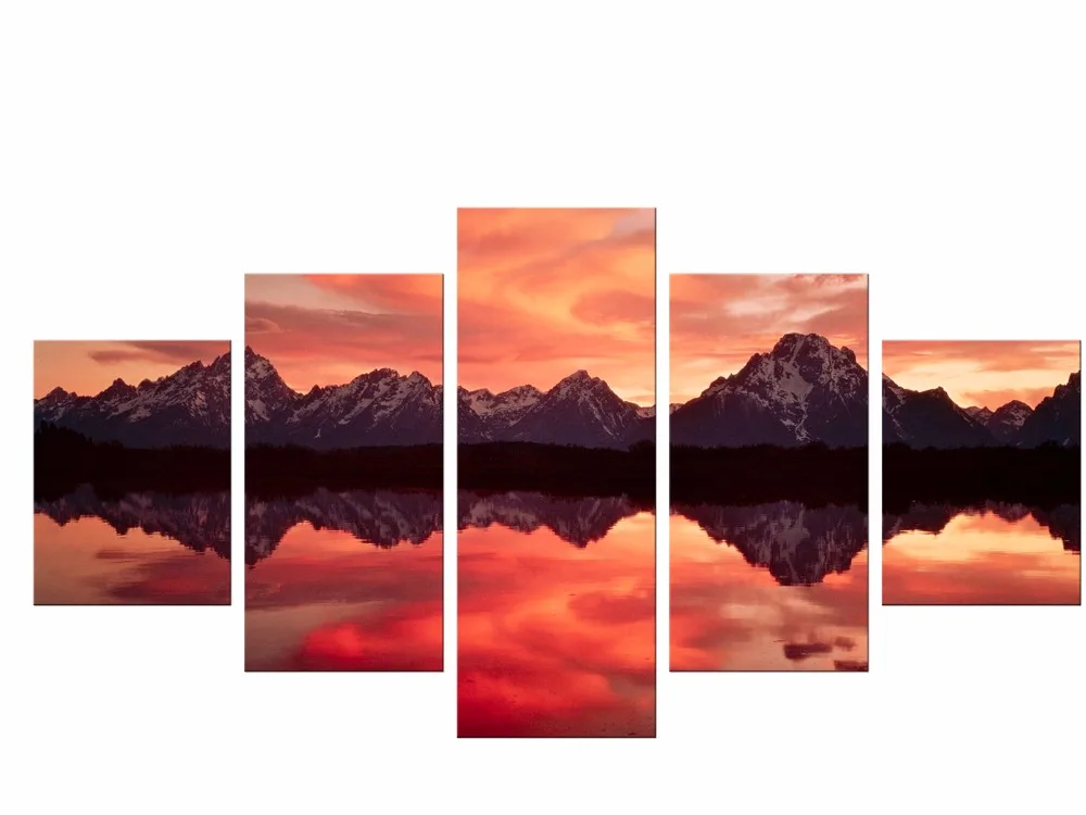 5 шт. настенные картины на холсте с изображением заката | Дом и сад