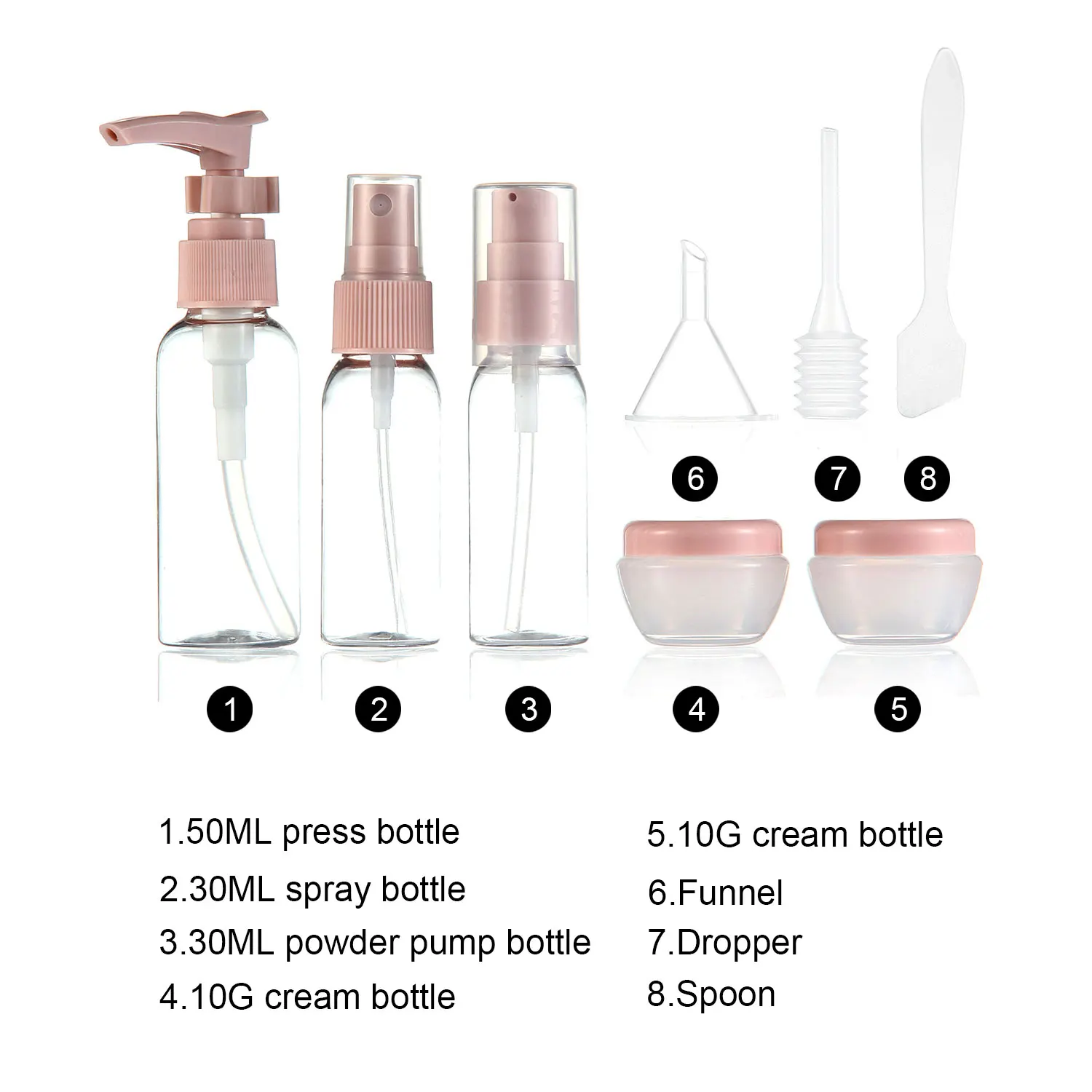 9 шт./компл. мини косметический крем для лица бутылочки пластиковые прозрачные