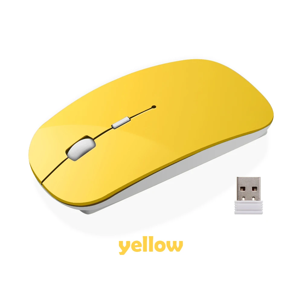 Yellow 2,4G беспроводная мышь ультра тонкий USB оптическая мышь Тихая Кнопка для ПК ноутбука MacBook Air Pro - Цвет: Yellow