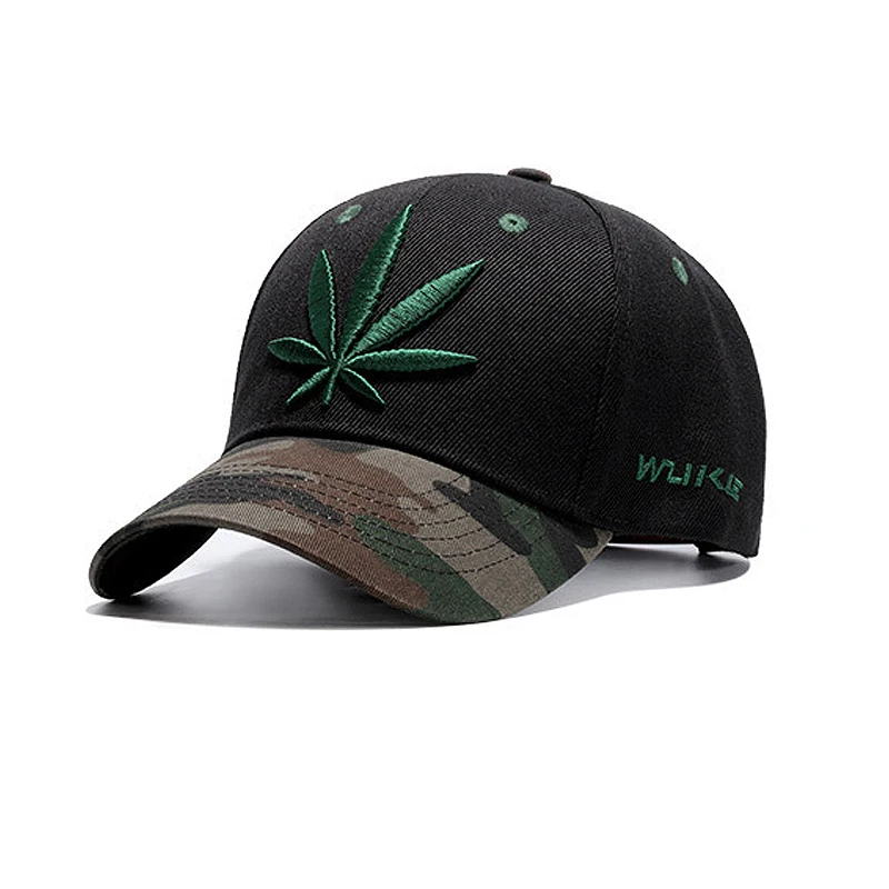 2017 New Hemp Leaves Baseball Caps For Women Men Patchwork Camouflage Brim Hip Hop Green Maple Leaf Snapback Hats Camo Sun Cap|baseball cap|baseball