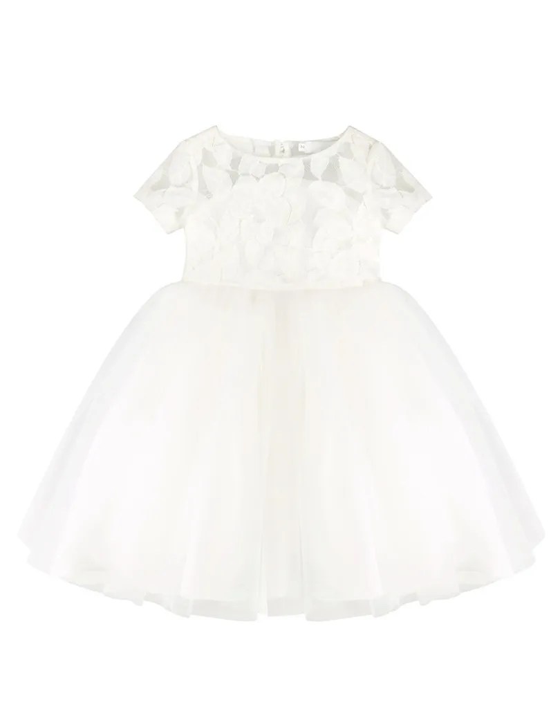 Белое кружевное платье с цветами для девочек детское подружки невесты