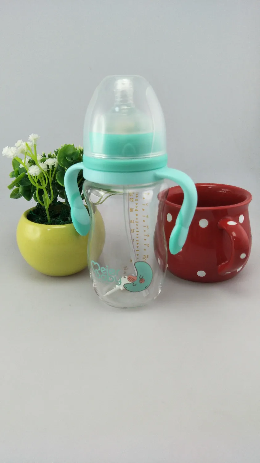 Meierbaby бутылка (M8221) высокое боросиликатное стекло BPA бесплатно жидкий силиконовый