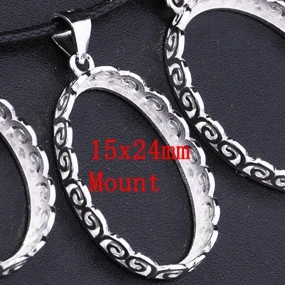 15x24mm Mount 925 пробы Серебряный женский кулон 19x25 мм 13x18 мм 15x20 мм 25x30 мм 15x24 мм Овальный Кабошон полукрепление Подвеска Установка - Цвет камня: 15x24mm Mount