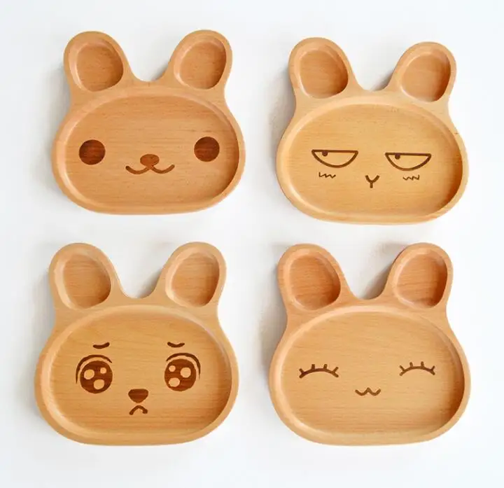 Тарелка деревянная для детского десерта 20 х2 см|rabbit dish|natural wood platewood plate |