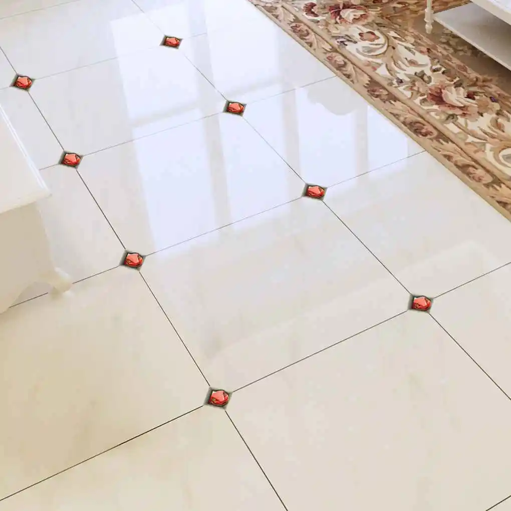 Абсолютно новые 10 шт. 3D Анима лотоса плитки диагональные наклейки на швы самоклеющиеся пол стикер стены 8 см* 8 см