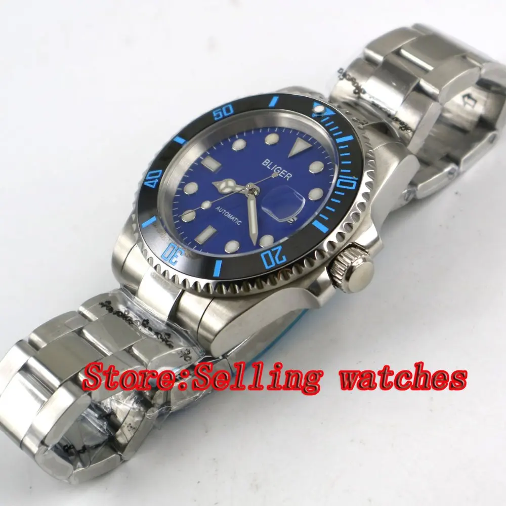 40 мм синий циферблат сапфировое стекло нержавеющая сталь керамический ободок