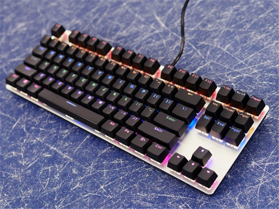 Rapoo V500 сплав версия Механическая игровая клавиатура Teclado с питанием от USB для игрового компьютера Настольный Ноутбук черный/коричневый/синий