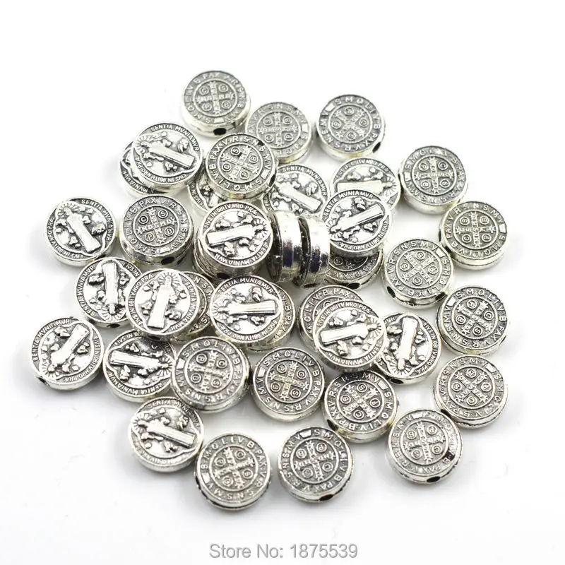Мода, святой Бенедикт, сплав, диаметр бусин 10 мм, плоские круглые цинкового сплава, ожерелье из бисера