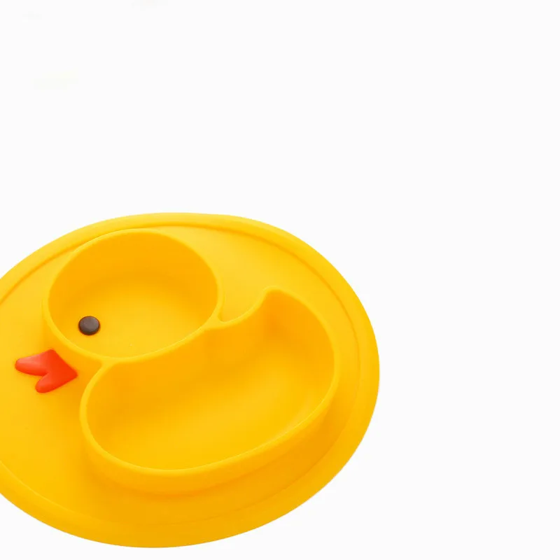 Cute Cartoon Animals Duck Silicone Feeding Food Anti-slip Plate Tray Dishes Food Holder for Baby Toddler Kid Children Bowl