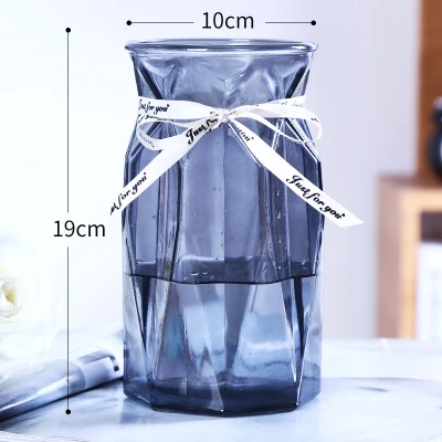 Европейская стеклянная ваза гидропонная прозрачная цветная для гостиной узор