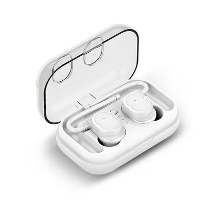 Белый Беспроводные стерео IPX5 водонепроницаемые Bluetooth наушники бас беспроводные наушники гарнитура стерео наушники с зарядным устройством - Цвет: Белый