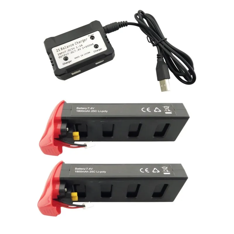 7,4 V 1800 мА/ч, литий Батарея с 2-в-1 Зарядное устройство для MJX B2C B2W B2 ошибки 2 Вт ошибки 2 F200SE каркасный корпус кожух Запчасти для квадрокоптера Запчасти - Цвет: 2PCS Battery charger