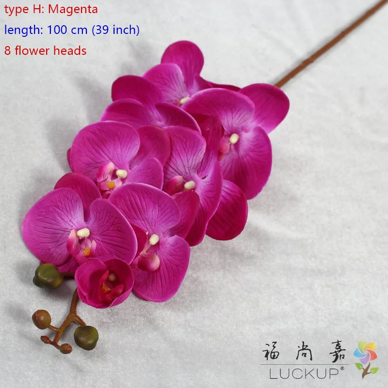 type H Magenta Искусственный латексный цветок орхидеи бабочки орхидеи для дома, дома, свадьбы, фестиваля, 1 стебель, F472 - Цвет: type H Magenta