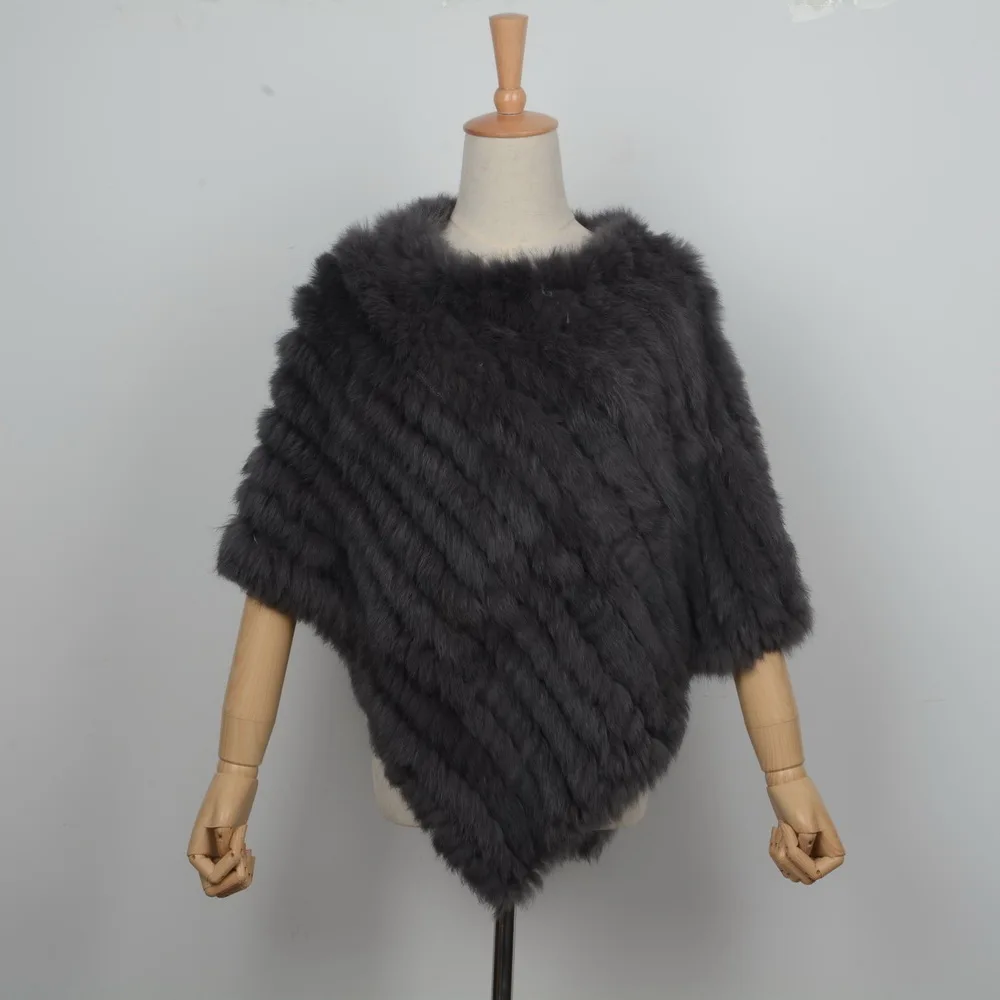 Jancoco Max пончо из натурального кроличьего меха женская модная стильная вязаная шаль женская накидка из натурального меха S1071S - Цвет: Dark Grey