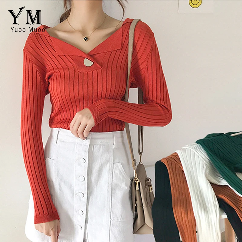 YuooMuoo новый модный дизайнерский свитер на одной пуговице Женский пуловер с