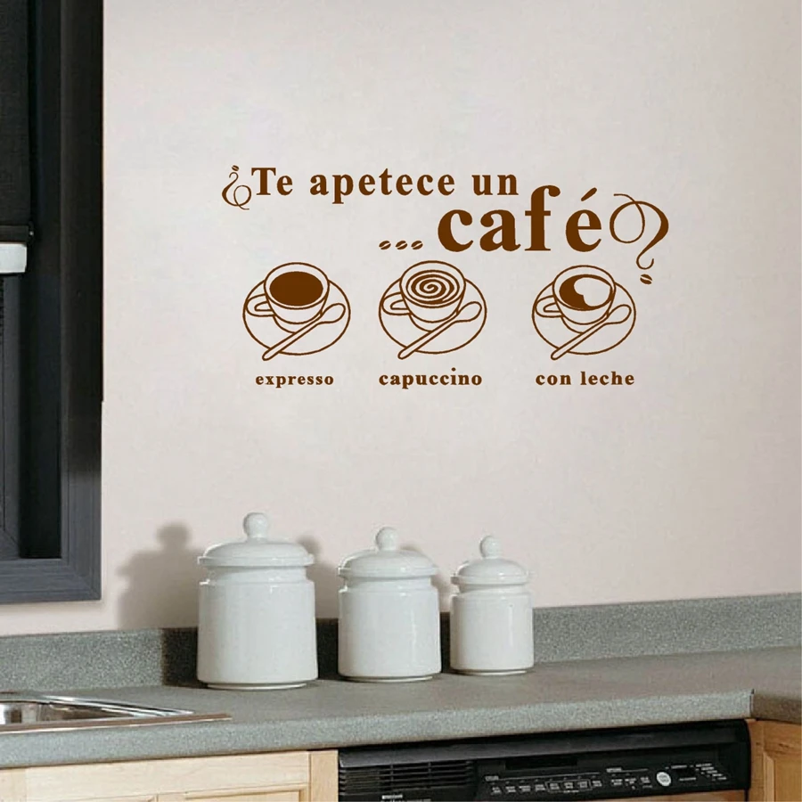 Виниловая настенная наклейка Te apetece un cafe Испанская версия креативные настенные