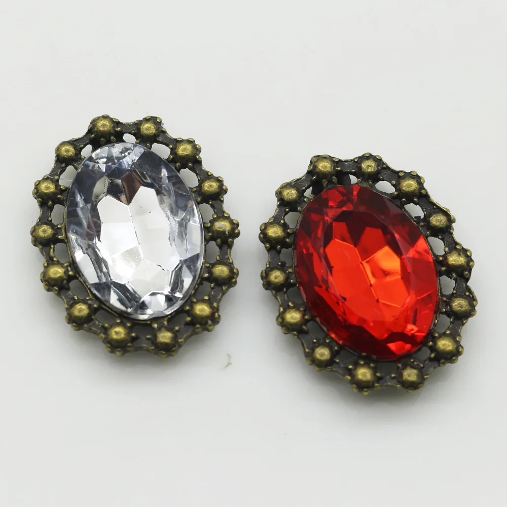 Romant овальные 10 шт. Ретро Цветные Кристальные пуговицы сердце Подвеска Серьги