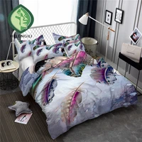 helengili 3d bedding set feather print duvet cover set lifelike bedclothes with pillowcase bed set home textiles ym 01