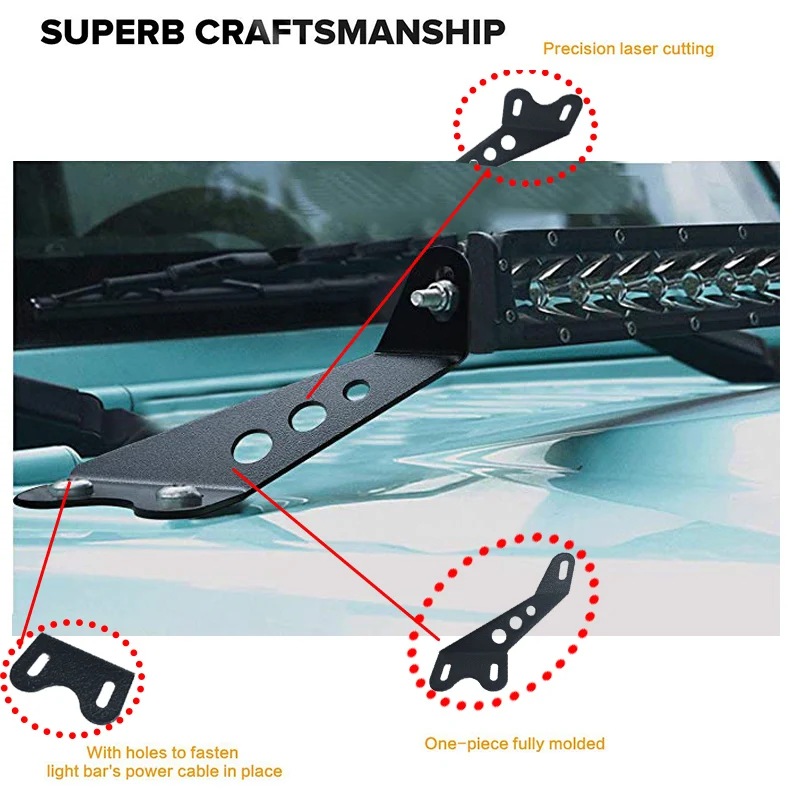 Для Jeep Wrangler 2"-22" светодиодный свет бар капот монтажные кронштейны для Jeep JK 2007- 2 двери/4 двери