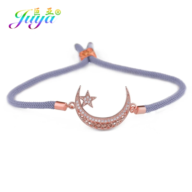 Rose Gold Gray Juya ручной работы мусульманский для молитв Бог браслеты для женщин и мужчин ручной работы религиозный исламский полумесяц Шарм с Луной и звездой браслеты поставки - Окраска металла: Rose Gold Gray