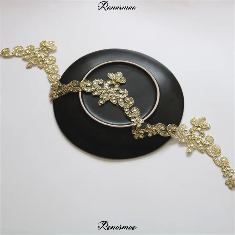 2 ярда золотые блестки кружева цветок аппликация края ручной работы diy Материал