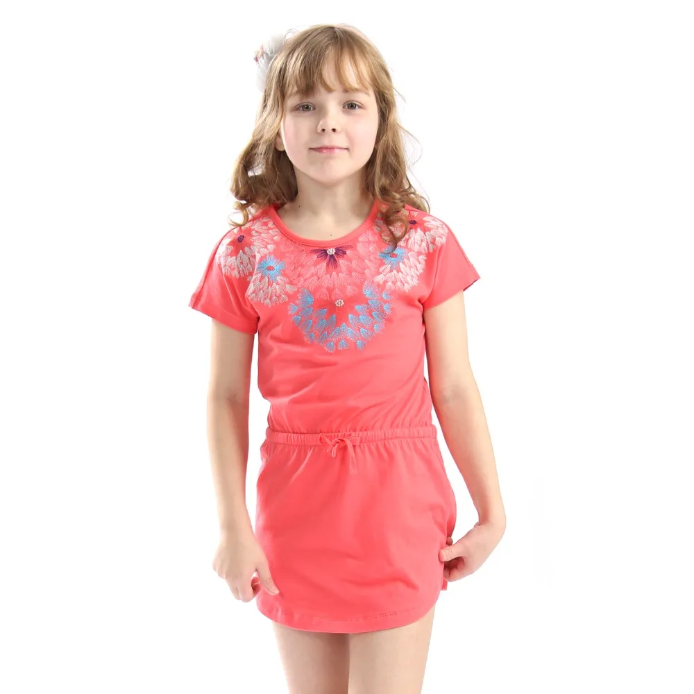 Летнее платье в полоску для девочек 2018 Брендовые платья маленьких туника с