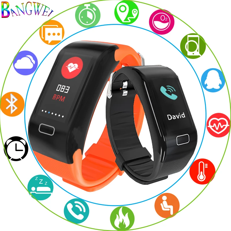 BANGWEI Для мужчин женщин спортивные водонепроницаемые часы Smart Bluetooth сердечного