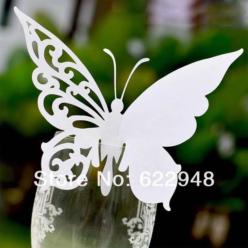 Довольно Роскошные Свадьба Бабочка место карты Бабочки бокал Эскорт 500 шт./лот