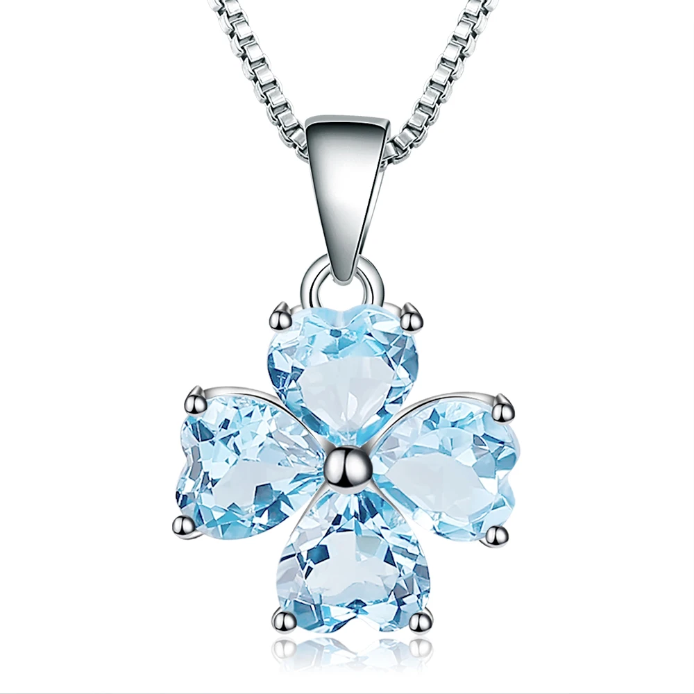 GEM'S BALLET 3.83Ct натуральный Небесно-Голубой топаз драгоценный камень кулон 925 пробы серебряный клевер кулон ожерелье для женщин хорошее ювелирное изделие