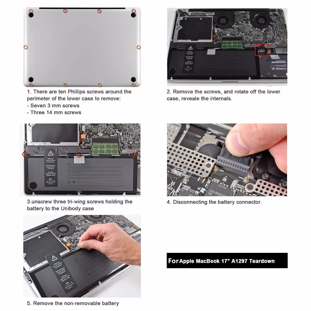 7 4 V 95Wh Аккумулятор для ноутбука Apple Macbook Pro 17 &quotA1297 A1309 2009 2010 Версия батареи