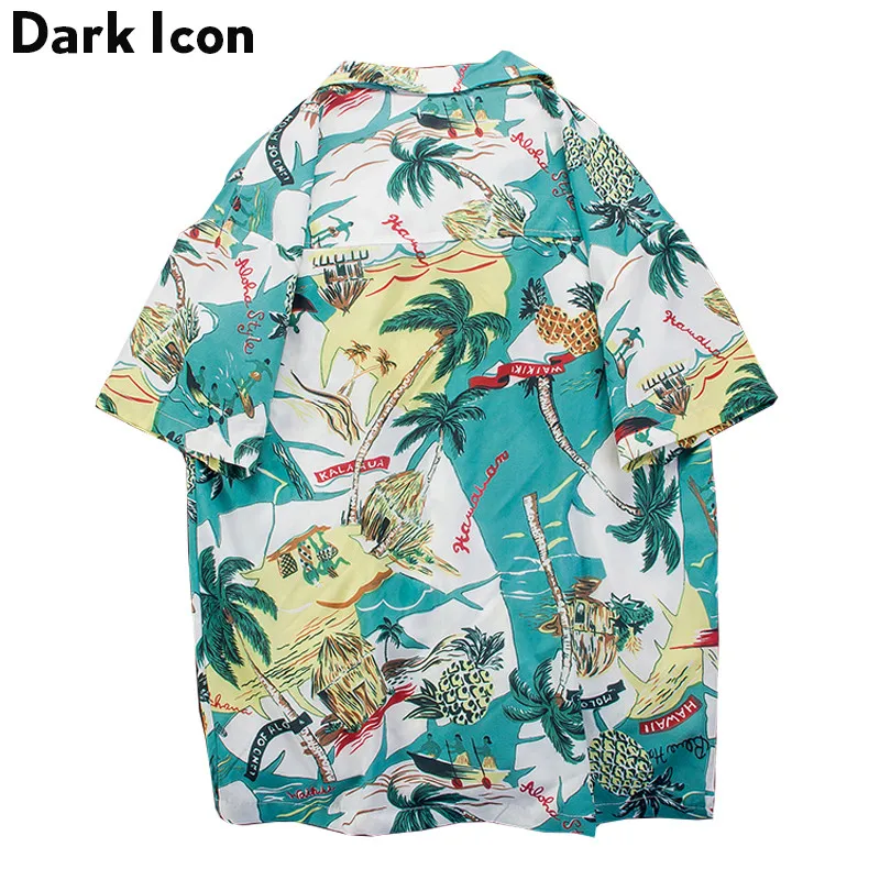 Mens Beach Hawaiian Shirt Tropical Summer Short Sleeve Men Brand Clothing Casual Loose Cotton Button Down Shirts Plus Size | Мужская