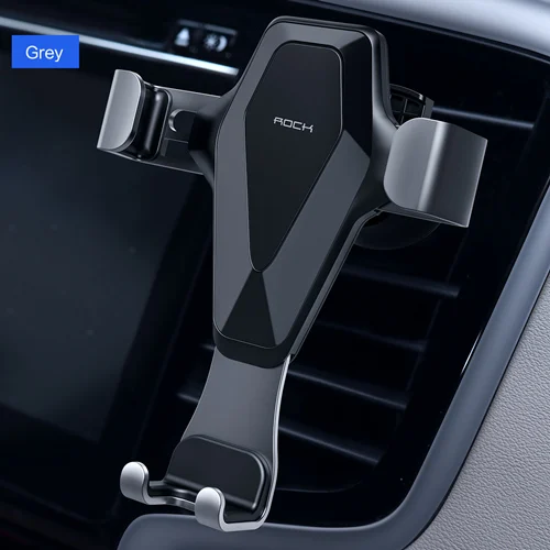 Автомобильный держатель для телефона ROCK для iPhone X XS MAX Gravity Air Vent, держатель для телефона в автомобиле, держатель для мобильного телефона, подставка для samsung - Цвет: Серый