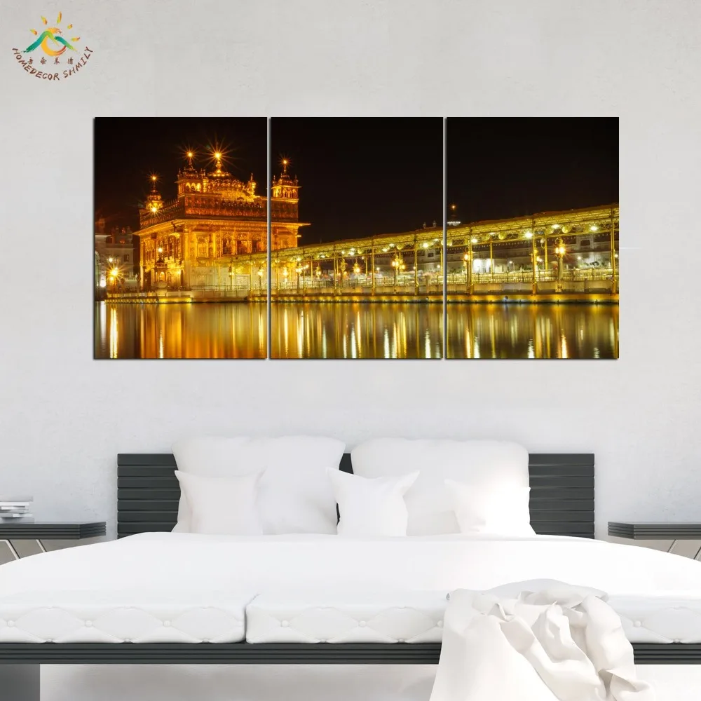 Золотой храм в полночь Wall Art HD Художественная печать на холсте Картина модульная