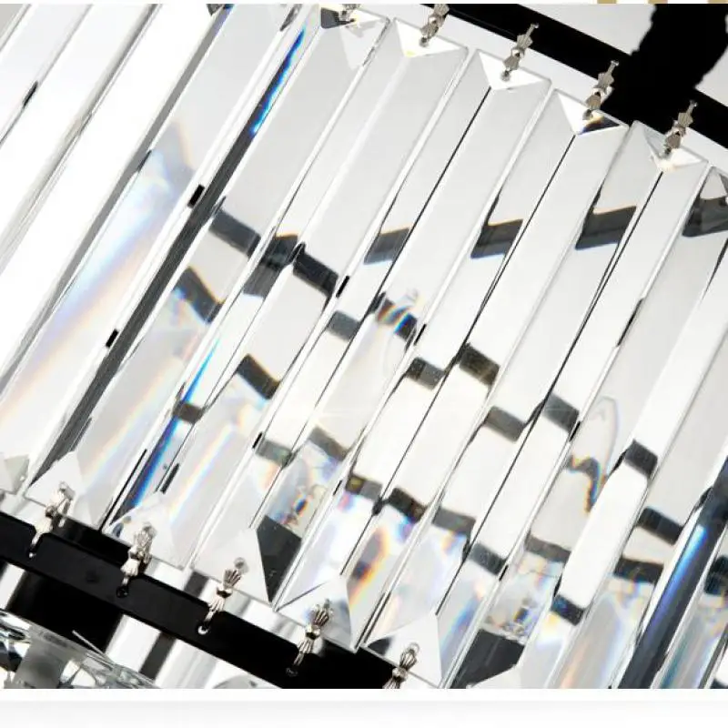 Винтажный железный черный потолочный светильник led хрустальный абажур