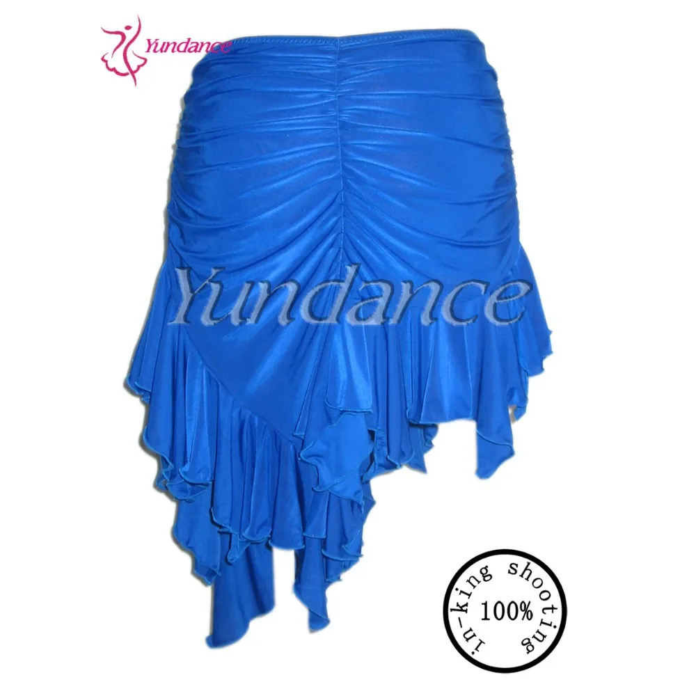 

S-89 Blue Spiral Skirt Square Latin Dance Short Skirt For Women 2016