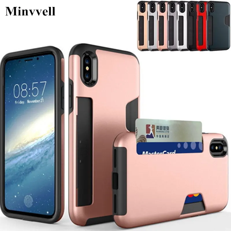 Armor Case for iPhone 7 8 7plus X 6 6S Plus 5 SE Shockproof Wallet Credit Card Holder Stand Cover For 10 6s |