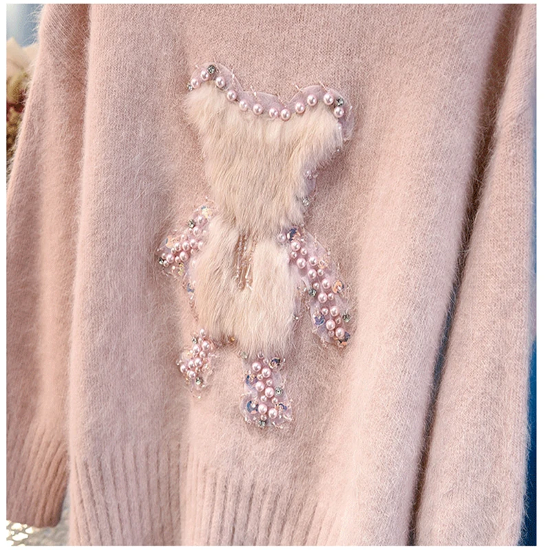 Женский осенне зимний комплект из 2 предметов вязаный свитер с блестками и