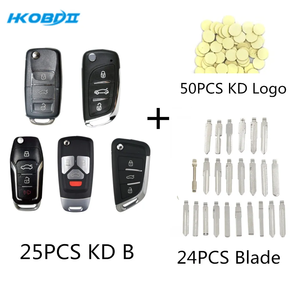 HKOBDII KEYDIY 25 шт. B01/B11/B12-3+ 1/B26-3+ 1/B29 24 шт. KD лезвие 50 шт. KD эпоксидный гель логотип для KD X2/KD900 URG200 KD пульт дистанционного управления