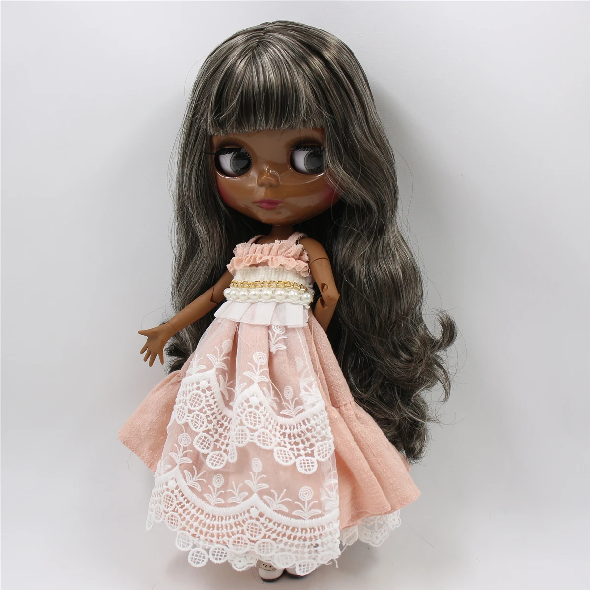 

ICY DBS Blyth doll joint body black mix blonde hair white skin matte face super black skin shiny face 30cm toy