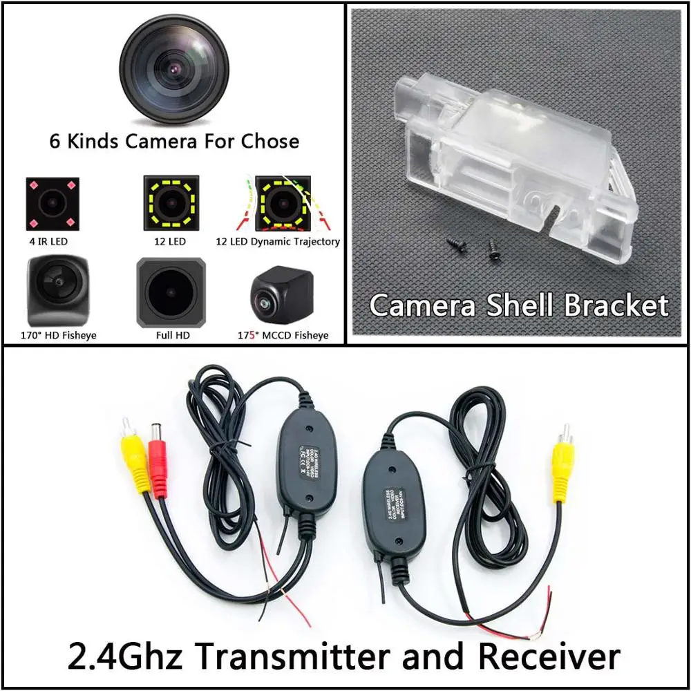 Camera with Wireless 175 градусов MCCD типа «рыбий глаз» 12LED HD камера заднего вида Камера для Citroen C5 C4 peugeot 301 308 408 508 седан C5 307 хэтчбек 307CC автомобиля - Название цвета: Camera with Wireless