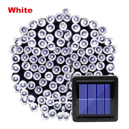 White 50/100/200 Led Солнечная Фея светильник уличный Водонепроницаемый уличная гирлянда домики рождественские украшения для сада строка светильник полоса цепь - Испускаемый цвет: White