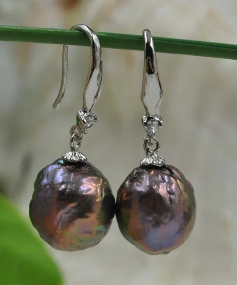 Подлинная 11 12 мм БАРОККО прямая черная Касуми жемчужные серьги|drop earrings|drop pearl