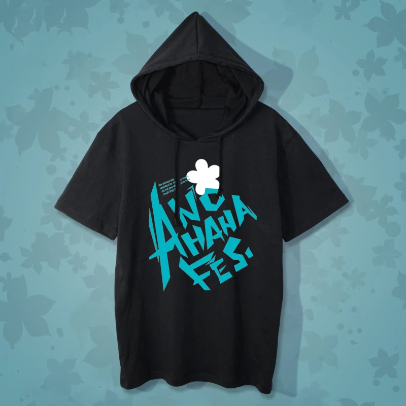 Повседневная футболка Аниме Anohana The Flower We Saw That Day Hoody T Shirt Мужчины Женщины Косплей Honma MEIKO с коротким рукавом с капюшоном футболка
